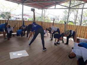 kids practicing yoga