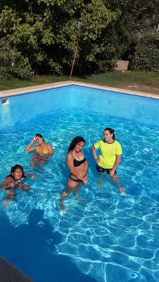 Girls swimming in the pool