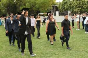 Mica entering her graduation ceremony