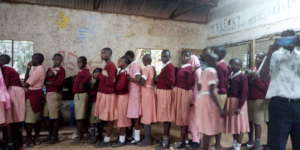 Pupils line up to cast their votes