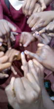 Pupils show marked fingers after voting