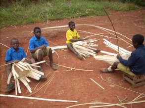 Children producng items from bamboo