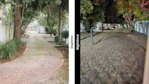 Our Driveway During the Day, and at Night