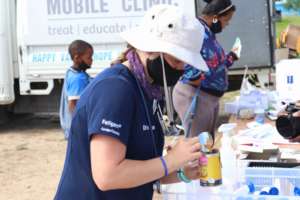 Vrygrond Clinic - Dr Monica, our Vet, at work
