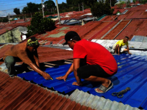 Roof being repaired in our urban birth center