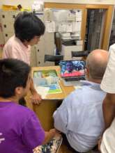 Video chat between Japanese kids people in Ghana