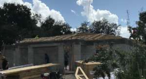 Trusses being placed