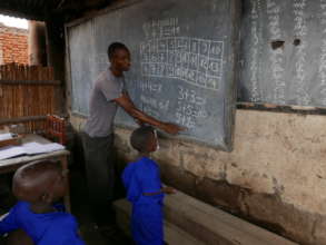 Math lesson at the blackboard