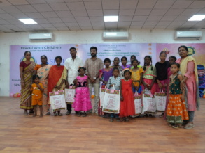 A Group of rural people receiving gifts