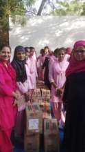 Students with their sewing machines