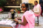 Offer a sewing machine to a Rajasthani woman