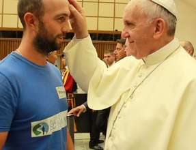 Matthew McVarish is blessed by the Pope, Aug. 20,