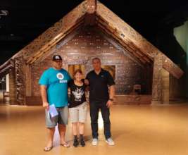 Pam and Rei and Elia at a Marae in Chicago