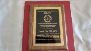 Pamela's Award Plaque