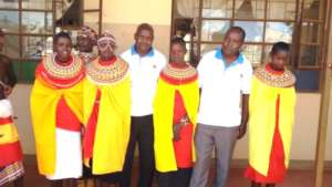 Samburu young women with facilitators