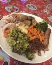 A plate of yummy Christmas dinner!