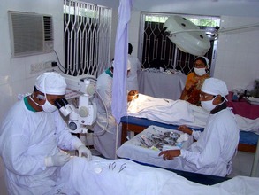 A Team of Surgeons Performing Cataract Surgery