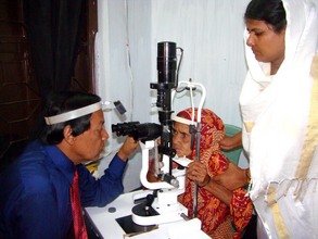 An Eye Specialist Examining a Patient