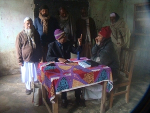 An Eye Specialist Examines Another Patient in Camp