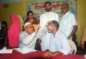 Eye Specialist Examining a Patient2 in a Camp