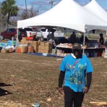 Tent setup with supplies