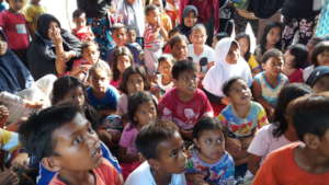 Doing activities with children in shelters