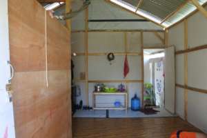Inside view of one of the temporary houses built