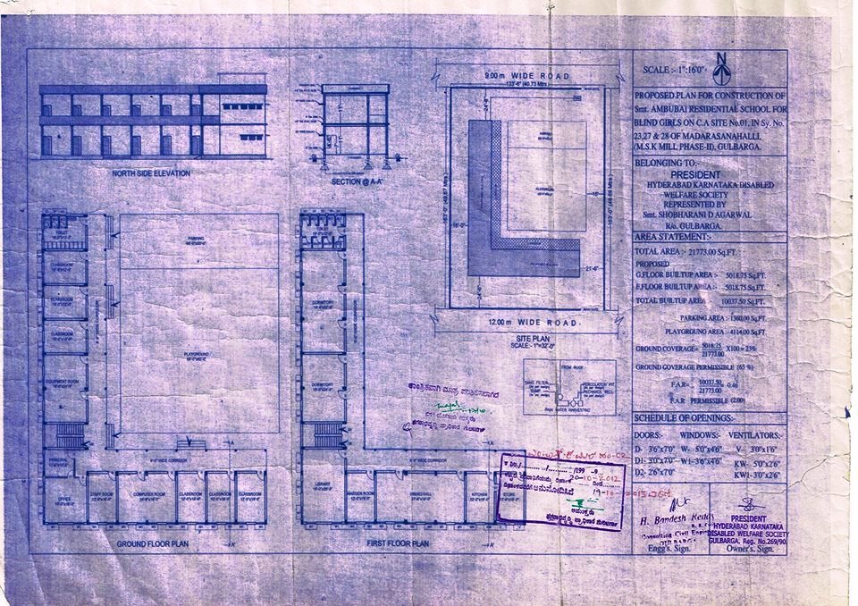 Construction of School Building for Blind Girls.