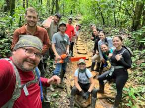 Volunteers working on the trails