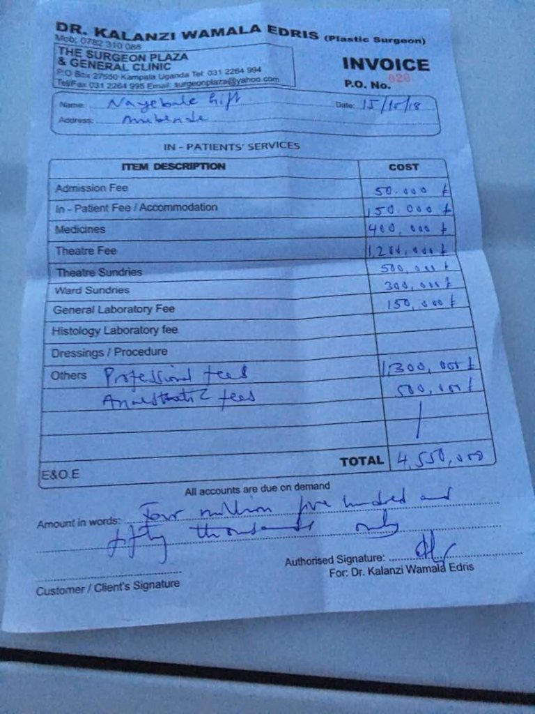 Plastic surgery for Gift, a victim of car accident