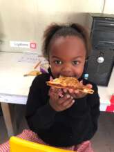 Birthday pizza from her sponsor