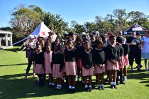 The Angels girls' choir welcoming the golfers.