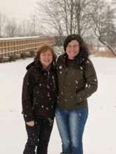 Pam and her daughter Hayley back in the US