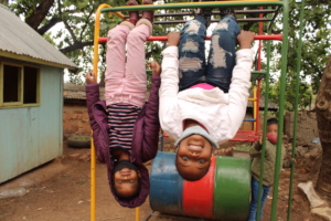 Upside-down Fun on the Jungle Gym
