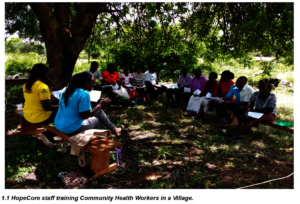 CHWs being trained on how to collect Data