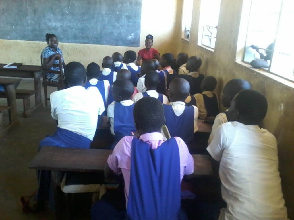 Girls under Psychosocial session in school