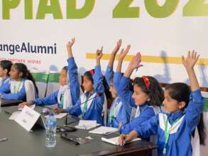 An excited team at the STEM Academic Olympiad