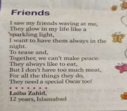 A newspaper-published poem by our student, Laiba