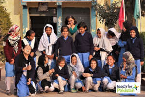 Maheen with her students before school closure