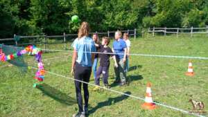 Children, parents, and staff enjoying the spring