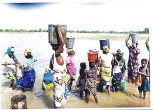 Children forced to fetch water from the river