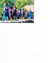 Joyful school children on the marriage day