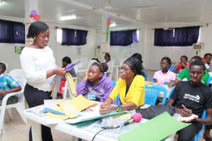 Students practicing vision boarding