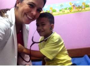 Pediatrician and preschool student