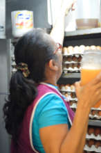 Eggs provisions in the school kitchen pantry