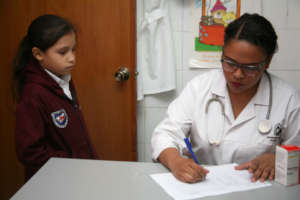 Student at the outpatient clinic inside the school