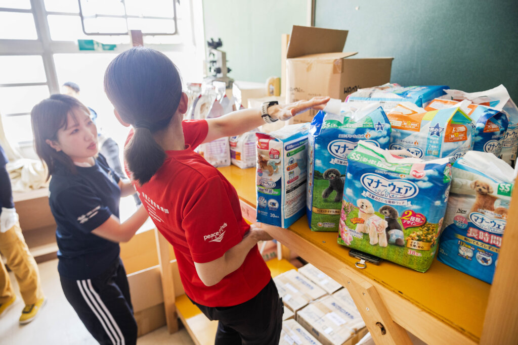 Peace Winds team prepares supplies distribution