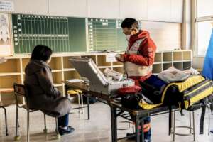 Medical evaluation at an evacuation center