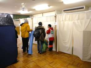 Setting up partitions at evacuation center