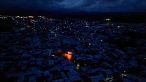 Street lights were the only light at night in Noto